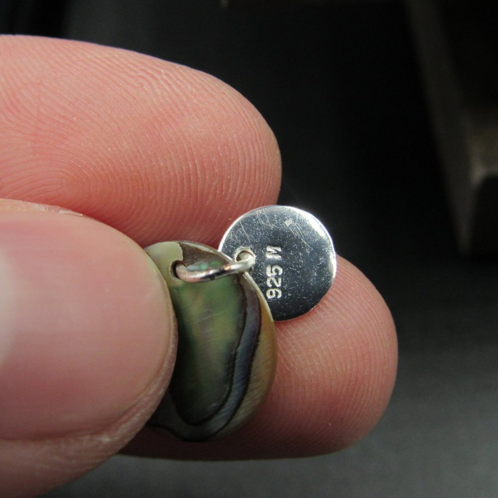 Sterling Silver Thin Circle Abalone Shell Earrings - image 3